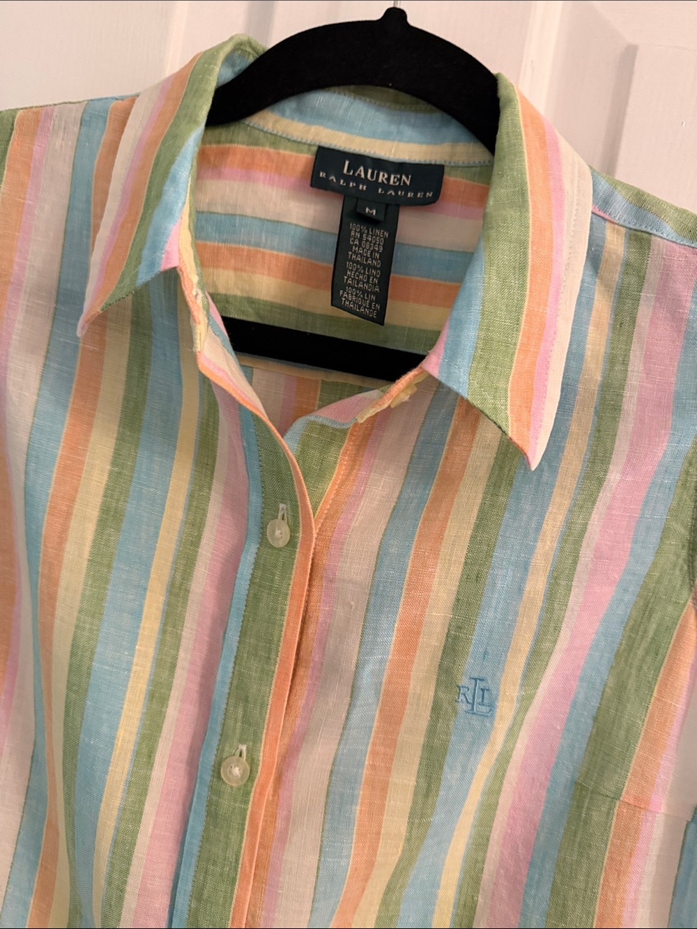 Lauren Ralph Lauren Pastel Multi-Stripe Sleeveless Button Front Top - Picture 2 of 5